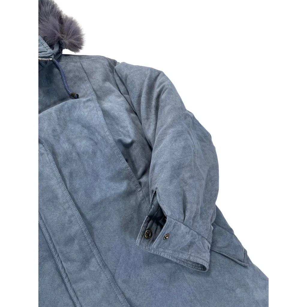 Vintage Giorgio Armani Womens blue Faux Fur Hood Parka coat size PM SKU 9271 - Image 3