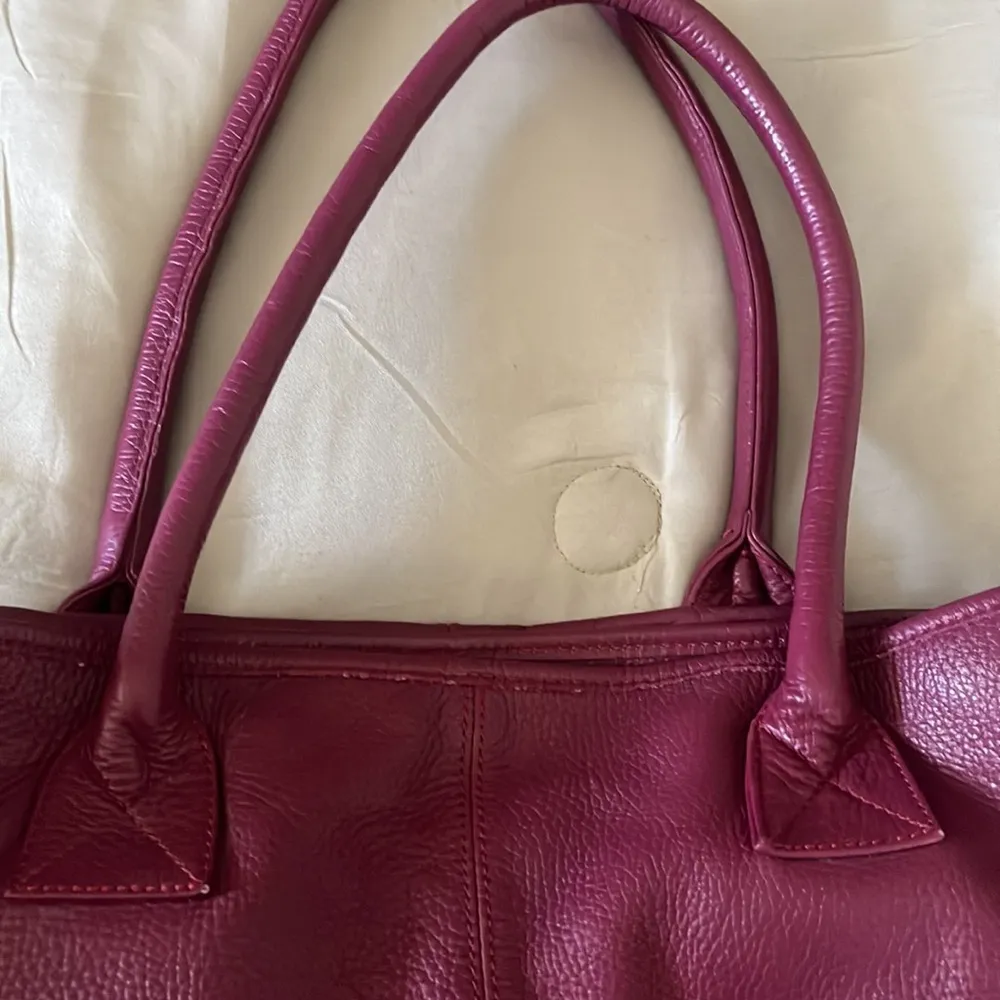Crate&Barrel genuine leather berry tote - Image 2