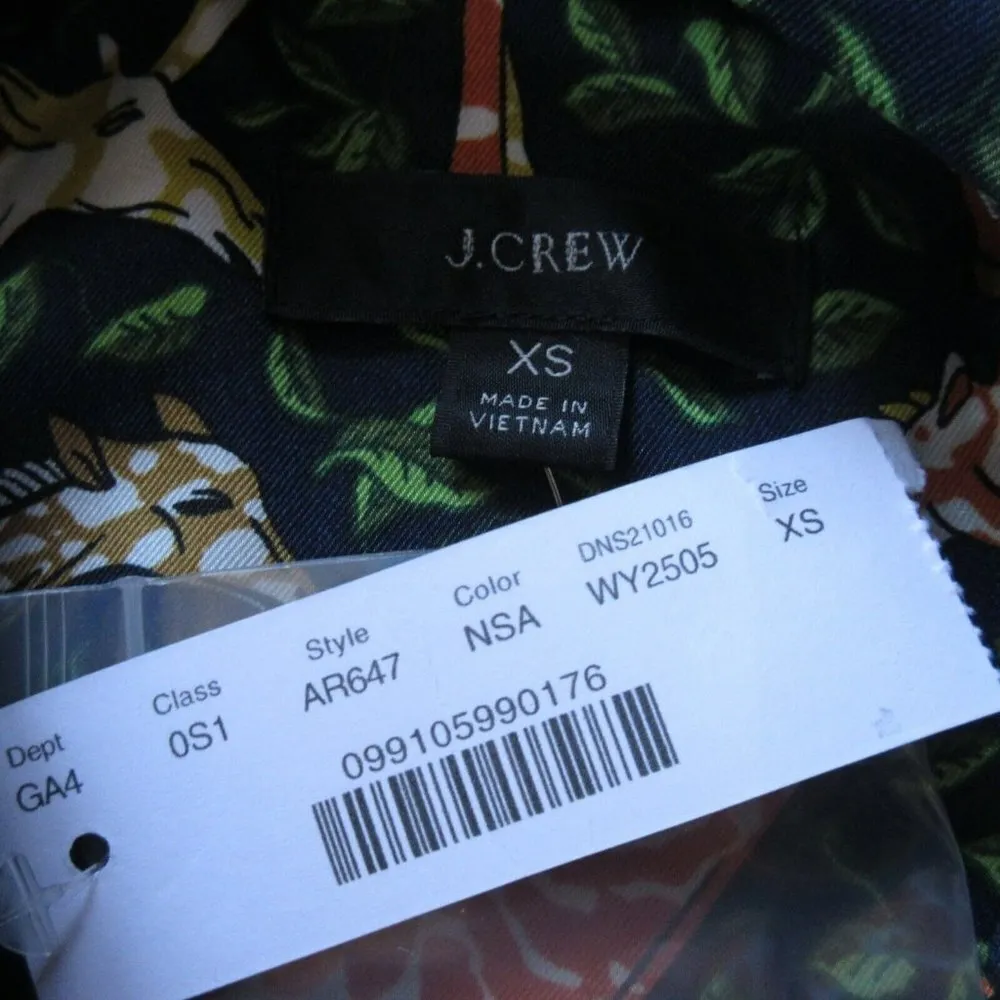 NWT J.Crew Shirtdress in Navy Saffron Giraffes Tiered Hem Fit Flare Dress XS - Image 5