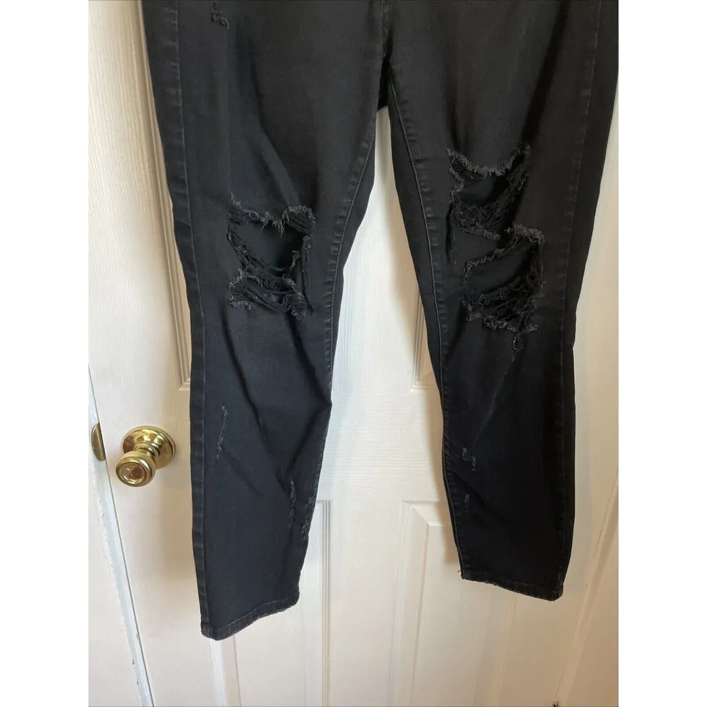 Judy Blue Jeans Womens Size 11/30 Black Distressed Ankle Stretch Boyfriend Fit - Image 5