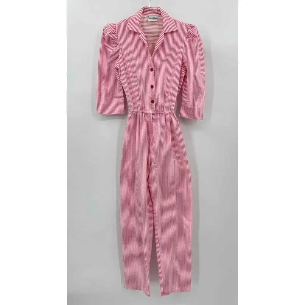 Vintage 80s Joni Blair Pink and White Striped Jumpsuit Size undefined - Image 2