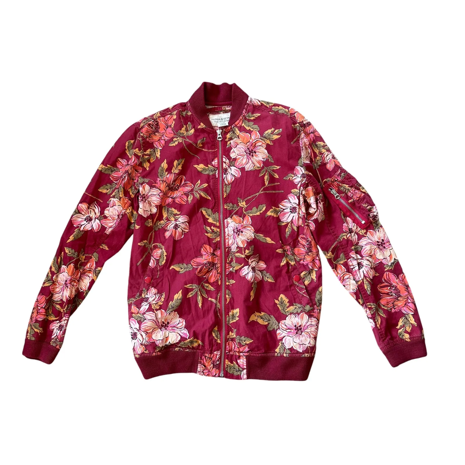 Ralph Lauren Red Floral Bomber Jacket - Image 3