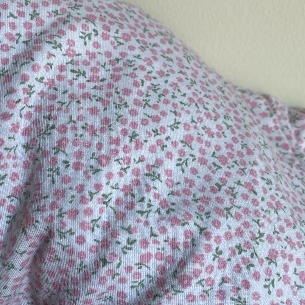 LL Bean Organic Cotton Modal Blend Men’s Style Pajamas Pink Flowers White Size XS - Image 13