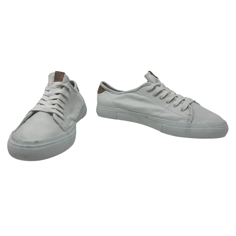 Frye Gia Low Top Lace-Up Leather Lifestyle Sneakers Shoes White Size‎ US 9 - Image 5