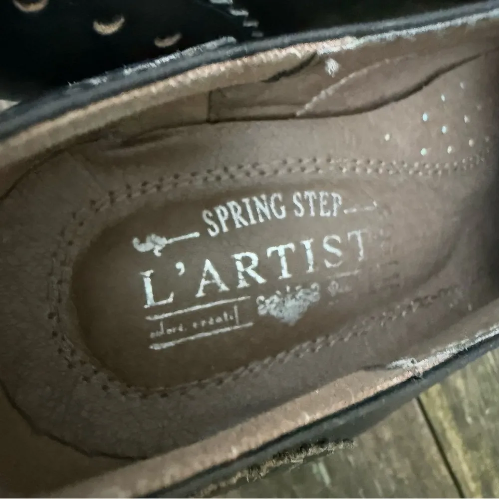 L'Artiste Spring Step Bardot derby Oxford leather colorblock heel 40 brown black - Image 7