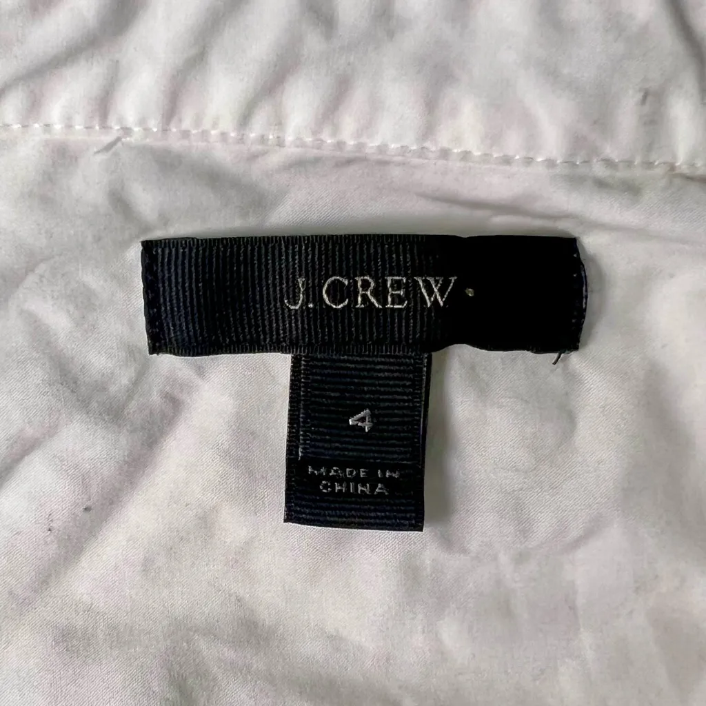 J. Crew Crop Button Up Top Blouse White Cotton Tie Waist Size 6 - Image 6