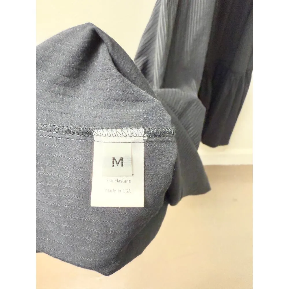 La Ligne Ariel Pinstripe Puff Sleeve Midi Dress Tonal Black Stripes Women's M Size M - Image 6