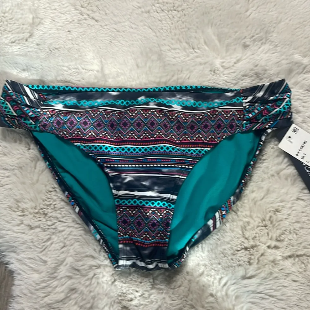 Kenneth Cole Tribal Print Bikini Bottom Size Large Black - Image 4