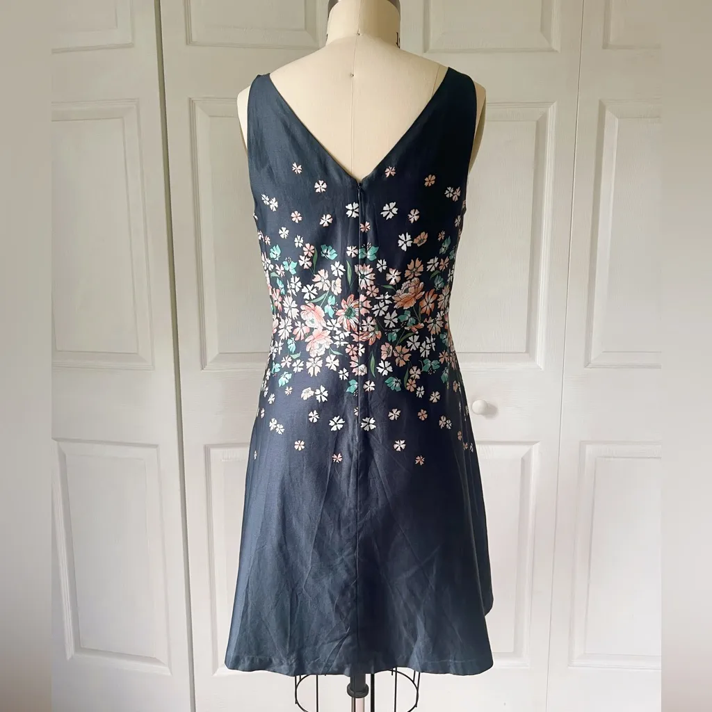 LOFT Outlet Blue Floral Print Sleeveless Midi Dress - Image 3