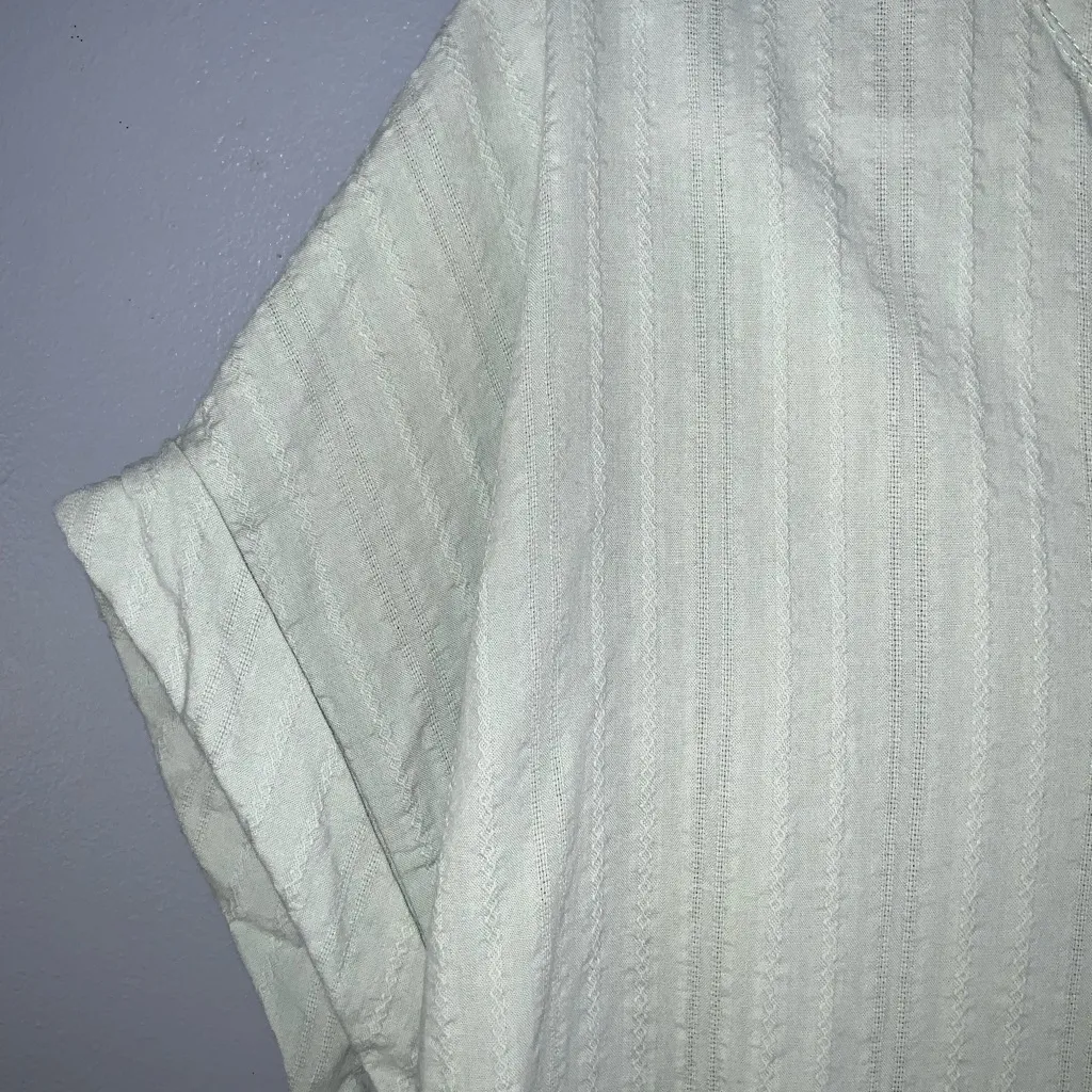 Matty M Ladies' Sage Cotton Popover Top Short Sleeve Notched Neck Large Green - Image 6