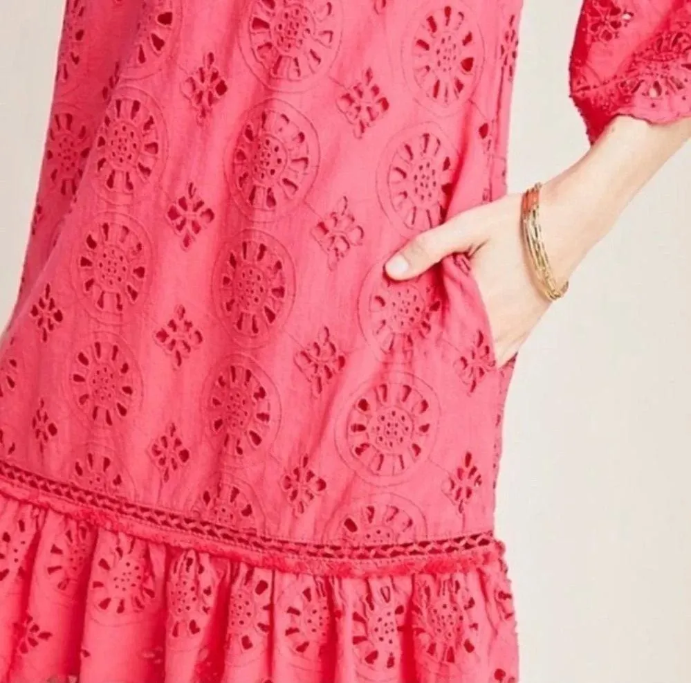 Anthropologie Pink Dani Lace Eyelet Tunic Dress Size 2 - Image 12