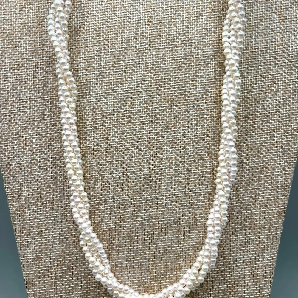 Napier Pearl Necklace Twisted 4 Strands 24” Bridal Vintage Napier Gold - Image 2