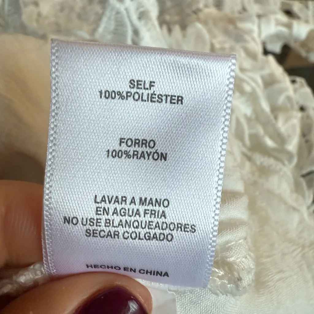 CREMIEUX White Floral Lace Overlay Top Back Zip Size S - Image 5