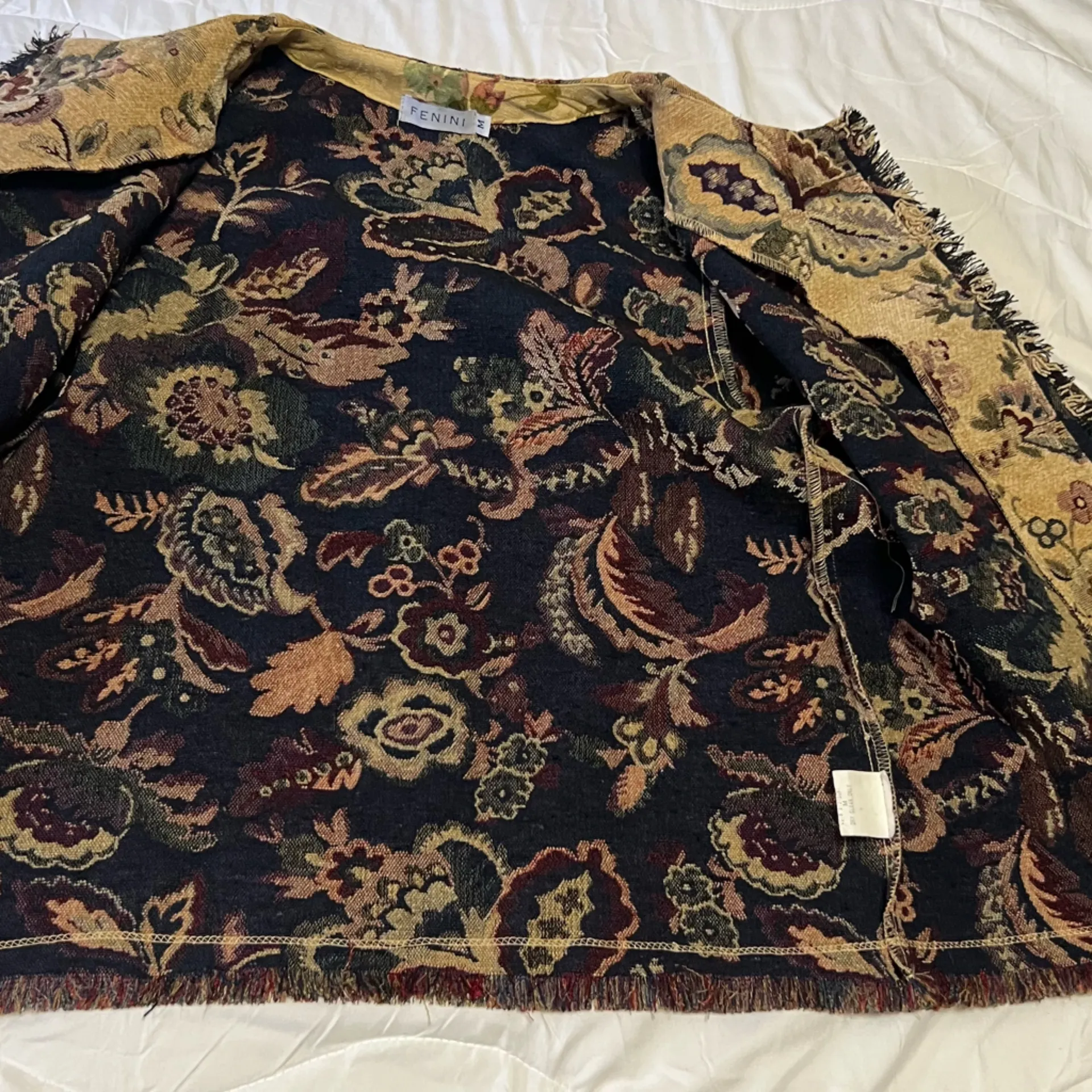 Floral Knit Cardigan with Button Detail Yellow Size M - Image 6