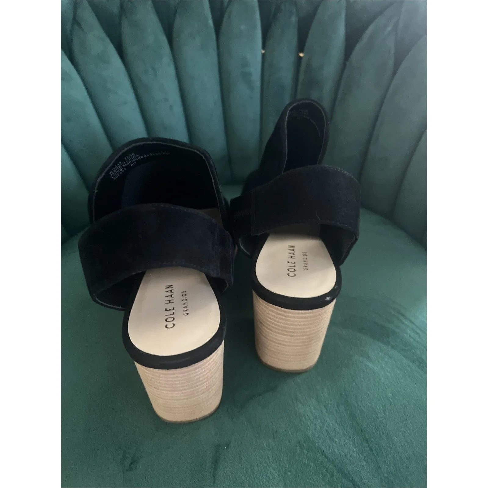 Cole Haan Womens Callista Open Toe Slingback Suede Booties W16048 Black 6B - Image 2