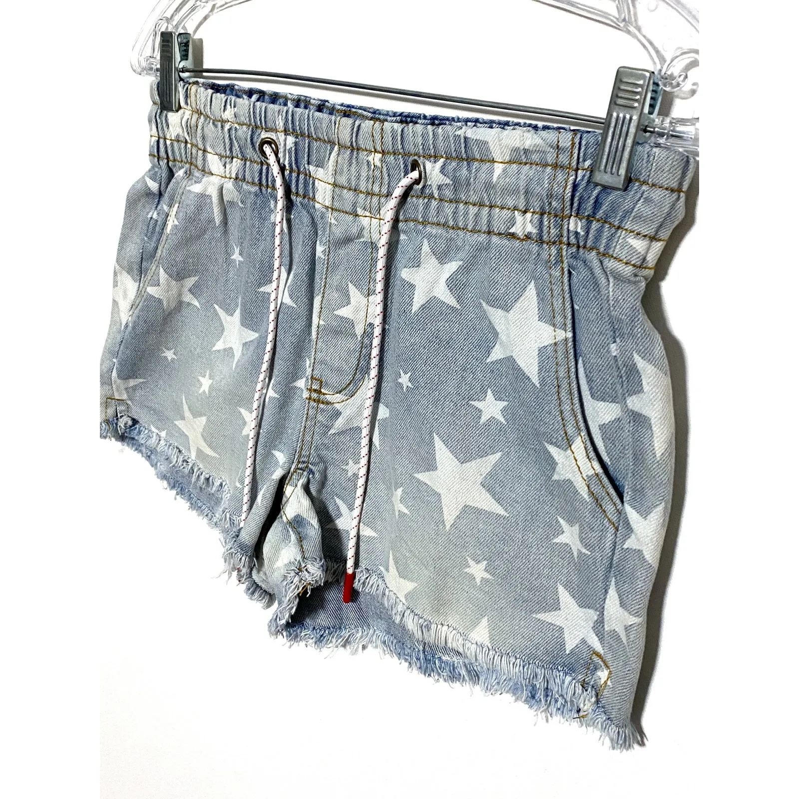 Celebrity Pink Pull On Poppy Denim Shorts Stars XS Cut Off Celestial Boho Hippie - Image 2