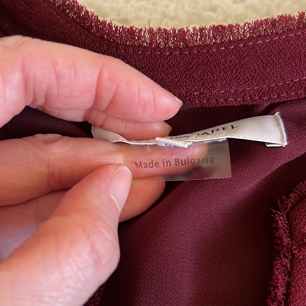 Gerard Darel Lace Detail Shift‎ Dress Burgundy Size 40 (US 8) - Image 5