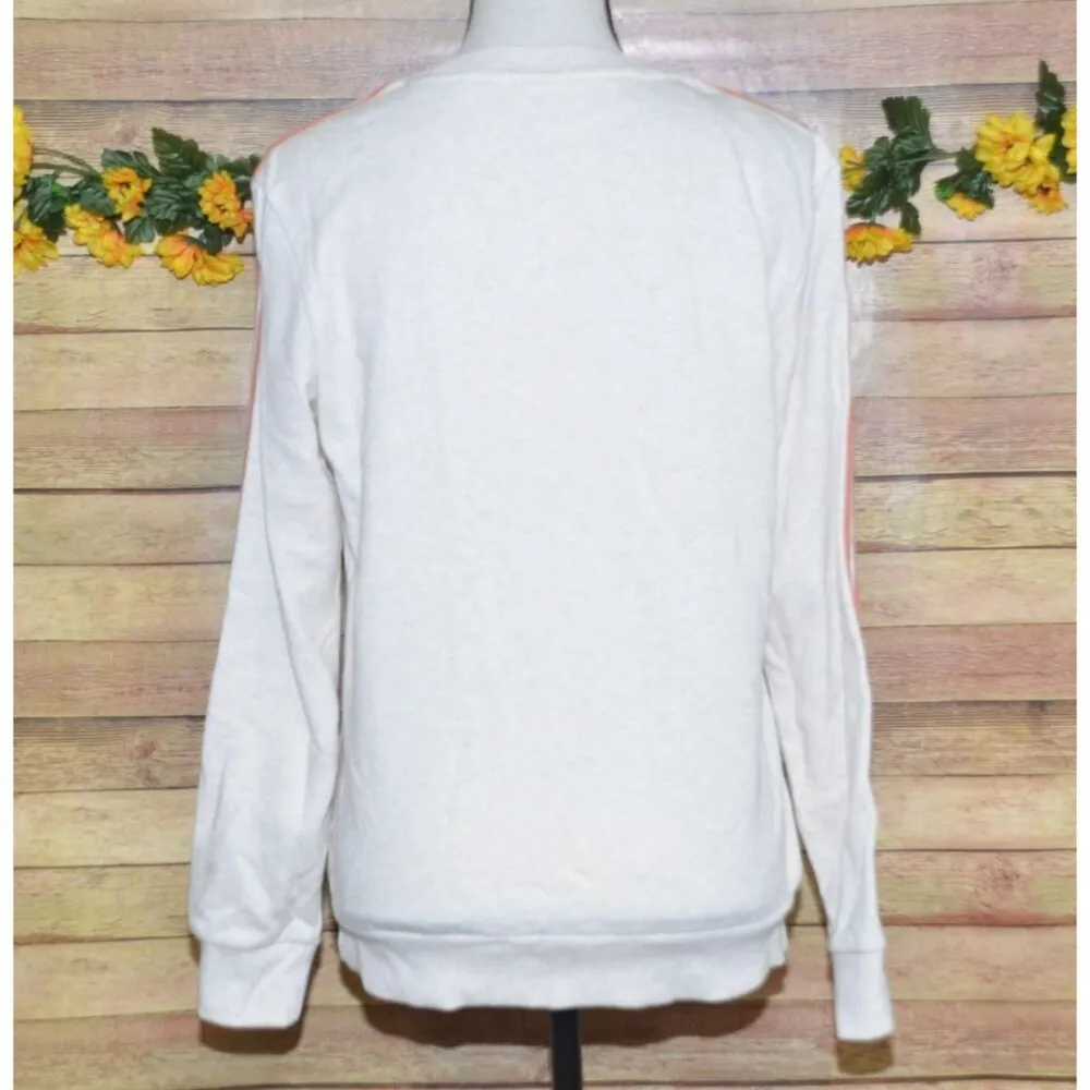Adidas Ladies 3 Stripe Beige Tan Pullover Sweatshirt Size S Logo Athletic Casual - Image 5