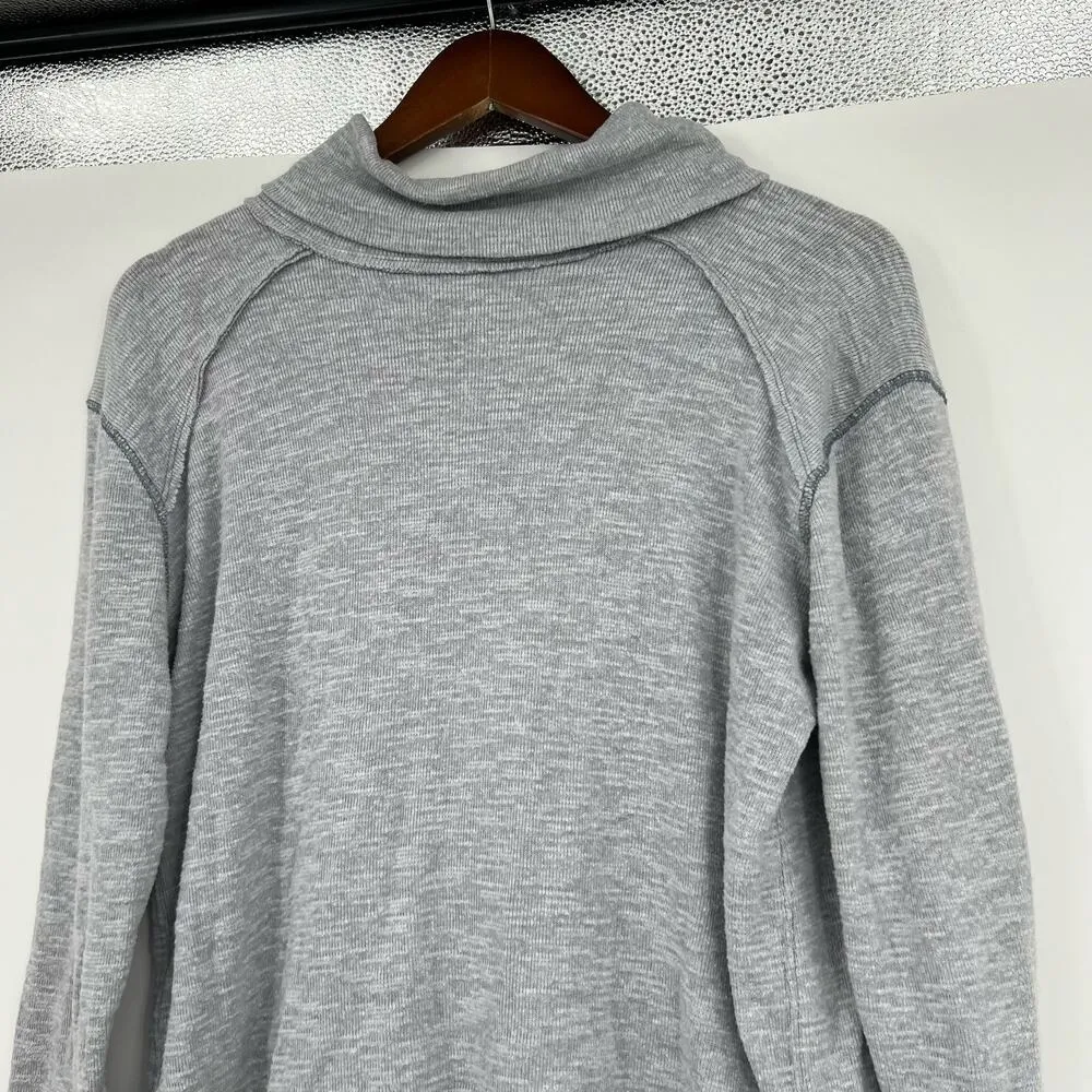 FREE PEOPLE WE THE FREE Splitback Gray Pullover Turtleneck Top Women size large - Image 5