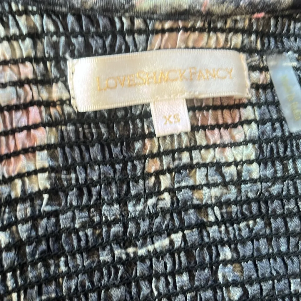 LoveShackFancy Black and Pink smocked silk Mini Dress size XS - Image 5