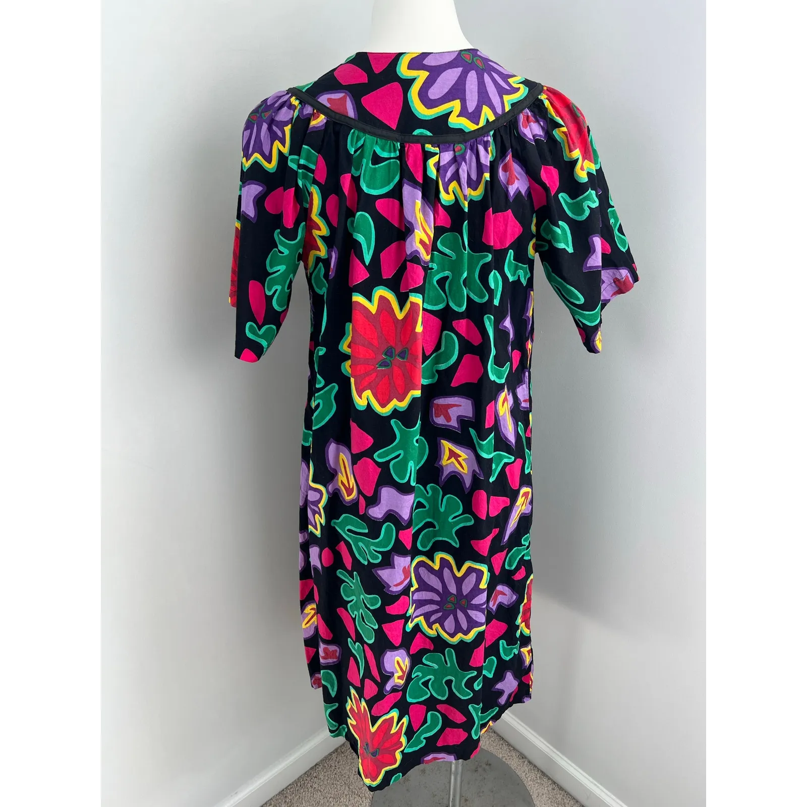 Women's Vintage Kelly Reed Multicolor Whacky Artsy Whimsical House Dress Small - Image 4