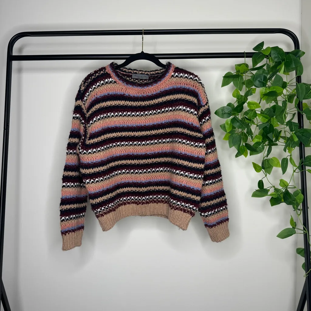 Anthropologie Elsamanda Striped Chunky Knit Alpaca Wool Blend Sweater M Medium - Image 2