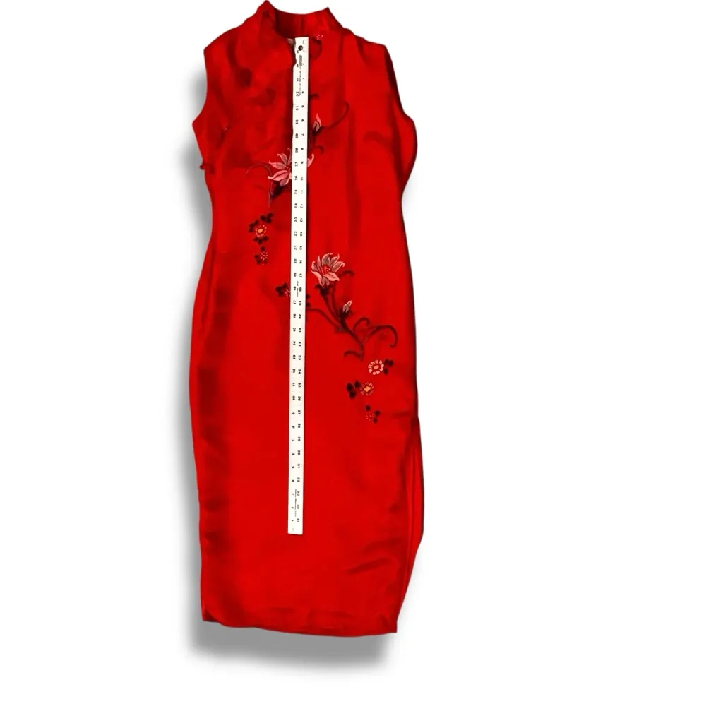 Tailor Made Traditional Chinese Qipao Goldneedle Sz 34 Embroidered Ethnic Red - Image 6