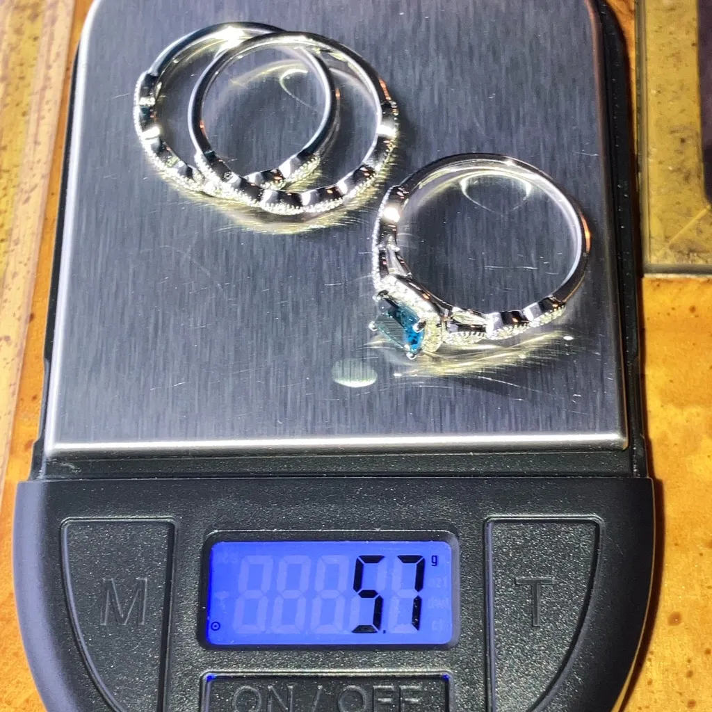 London Blue Topaz Sterling Silver Ring Set Size 10 - Image 11