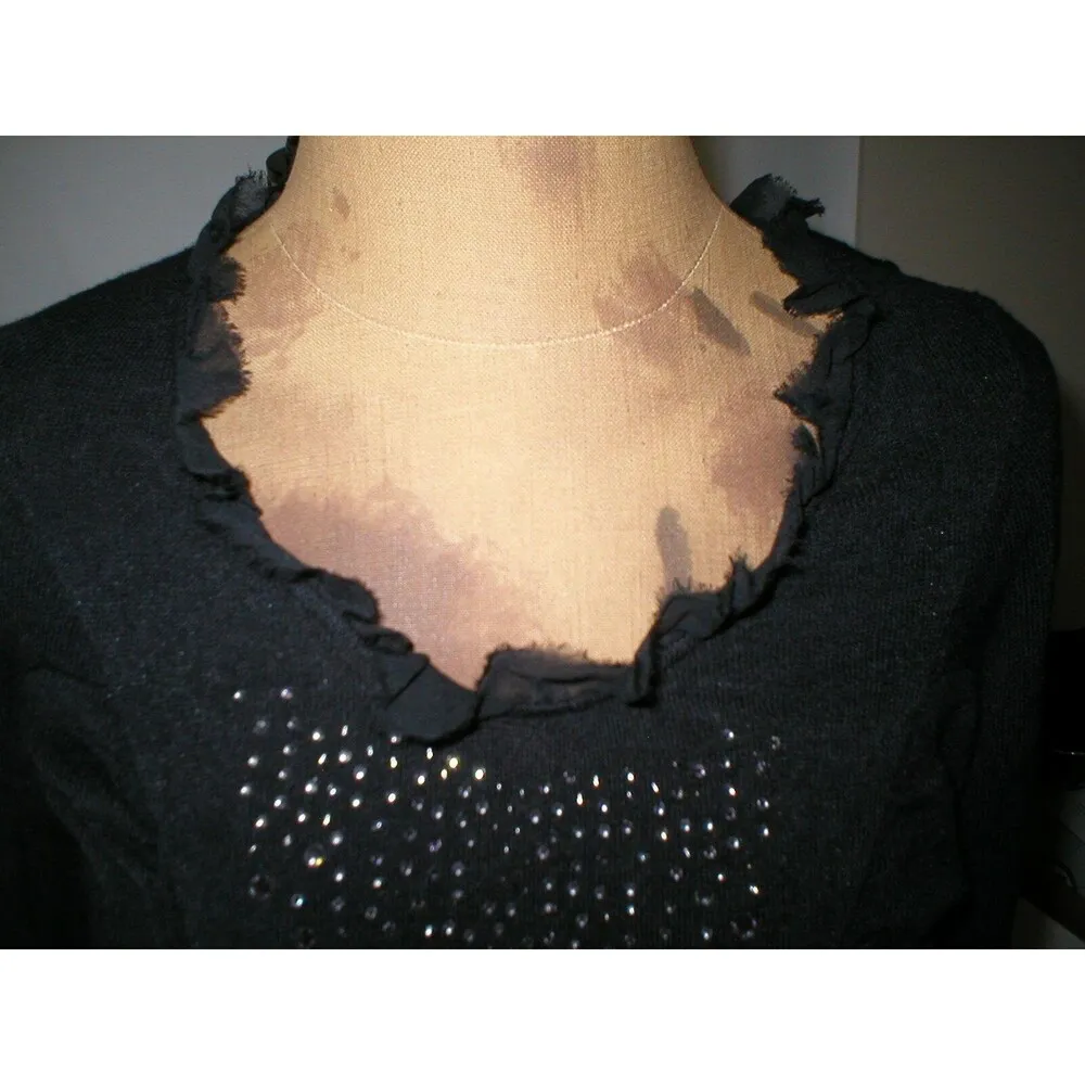 New Womens NWT Designer PF Paola Frani Top Sweater 8 Black Italy 44 Cashmere Sil - Image 12