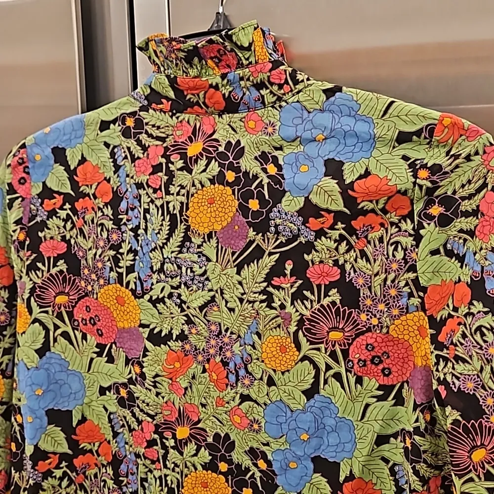 💕MILLE RESORT & TRAVEL ANTHROPOLOGIE💕 Blair Blouse ~ Tie Neck Green Motif XS - Image 10