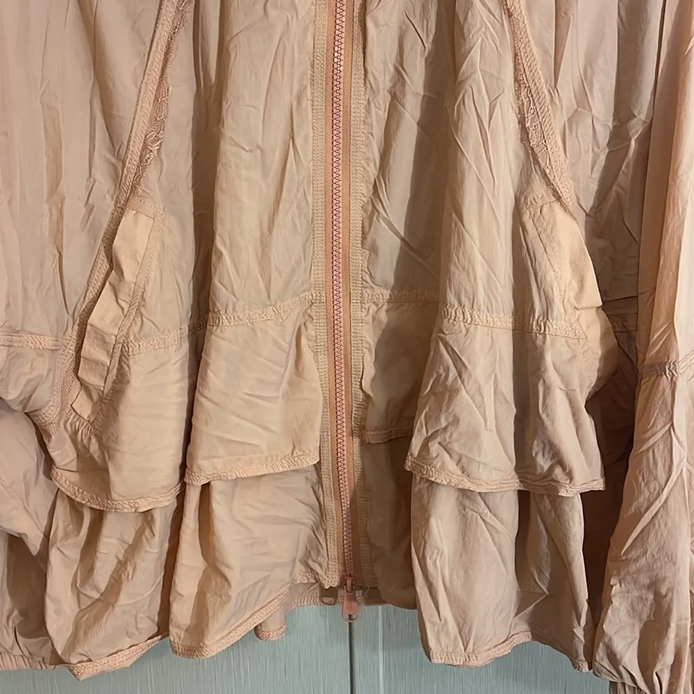 free people movement zip up lace peach ruffle jacket wind small p oversized - Image 3
