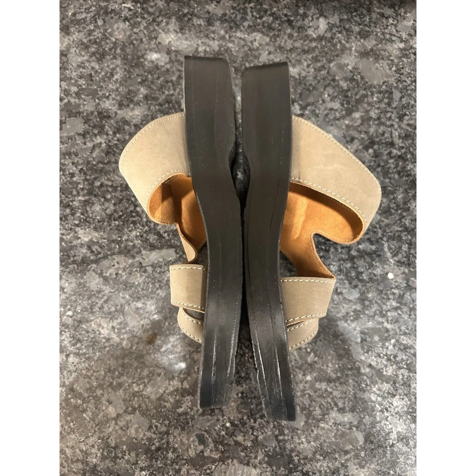 Aerothotic Arch Support Flip Flops Sandals Split Toe Beige Black Size 41 US 10 - Image 4