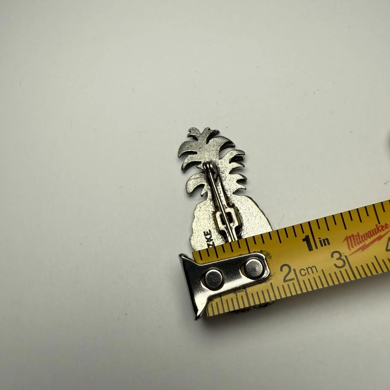 Metzke Pineapple Fruit Brooch Pin Pewter Tone Signed Silver - Image 2