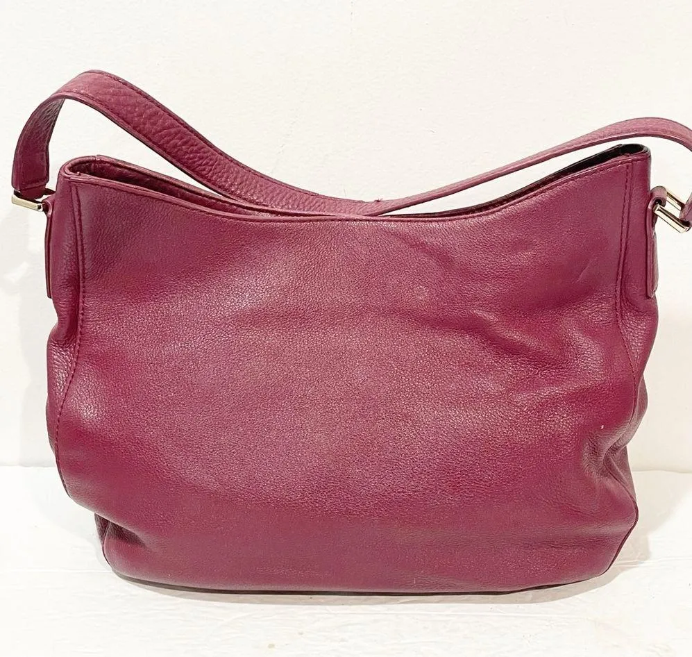 Tory Burch Burgundy Mercer Slouchy Leather Hobo Bag - Image 8