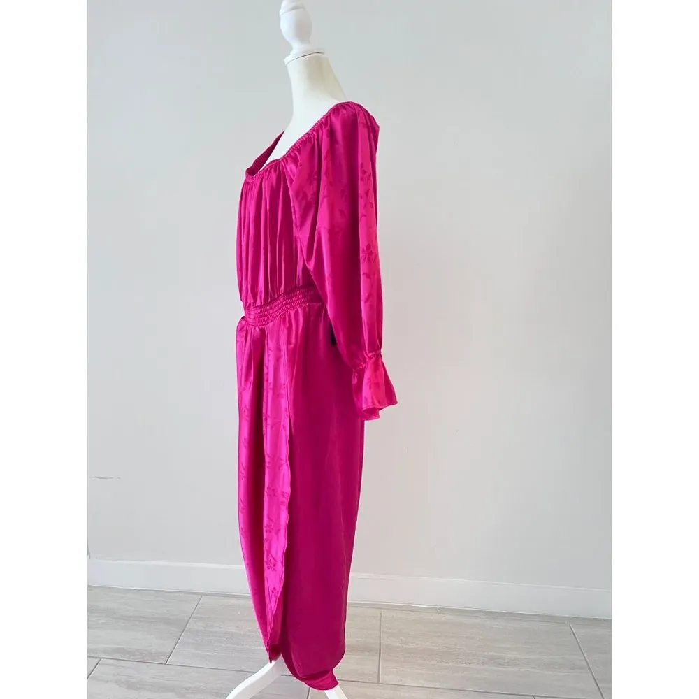 11 HONORE Brittney Floral Long Sleeve Satin Midi Dress Size 16 - Image 2