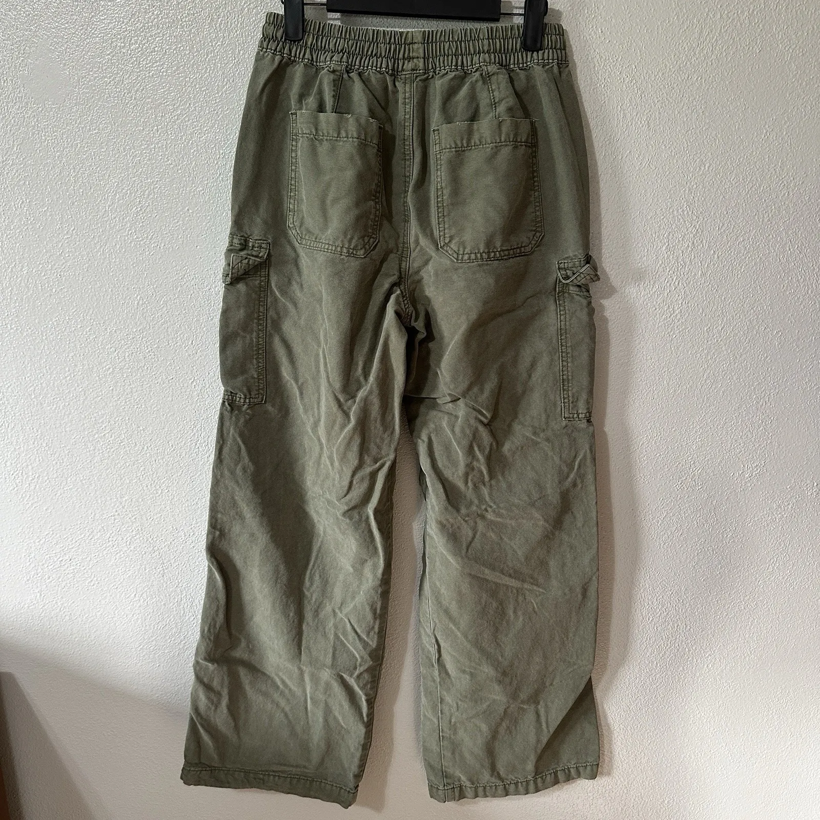 Aerie Pants Size XS Green Baggy Cargo Twill‎ Elastic Drawstring Waist Skater - Image 3