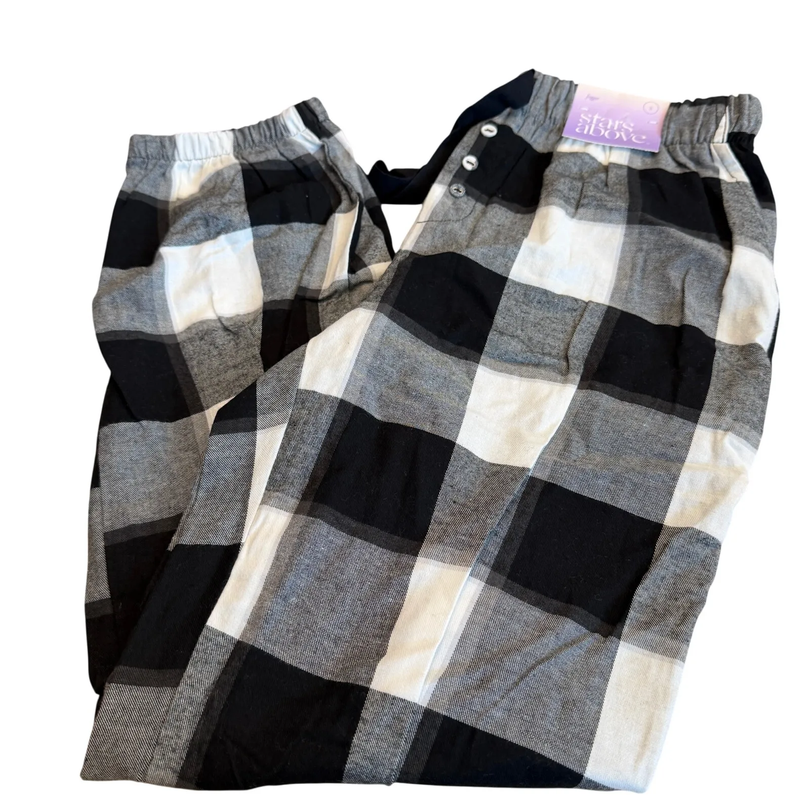 Stars Above Women's Cream and Black Flannel Jogger Pants - Size Small - NWT - Image 6