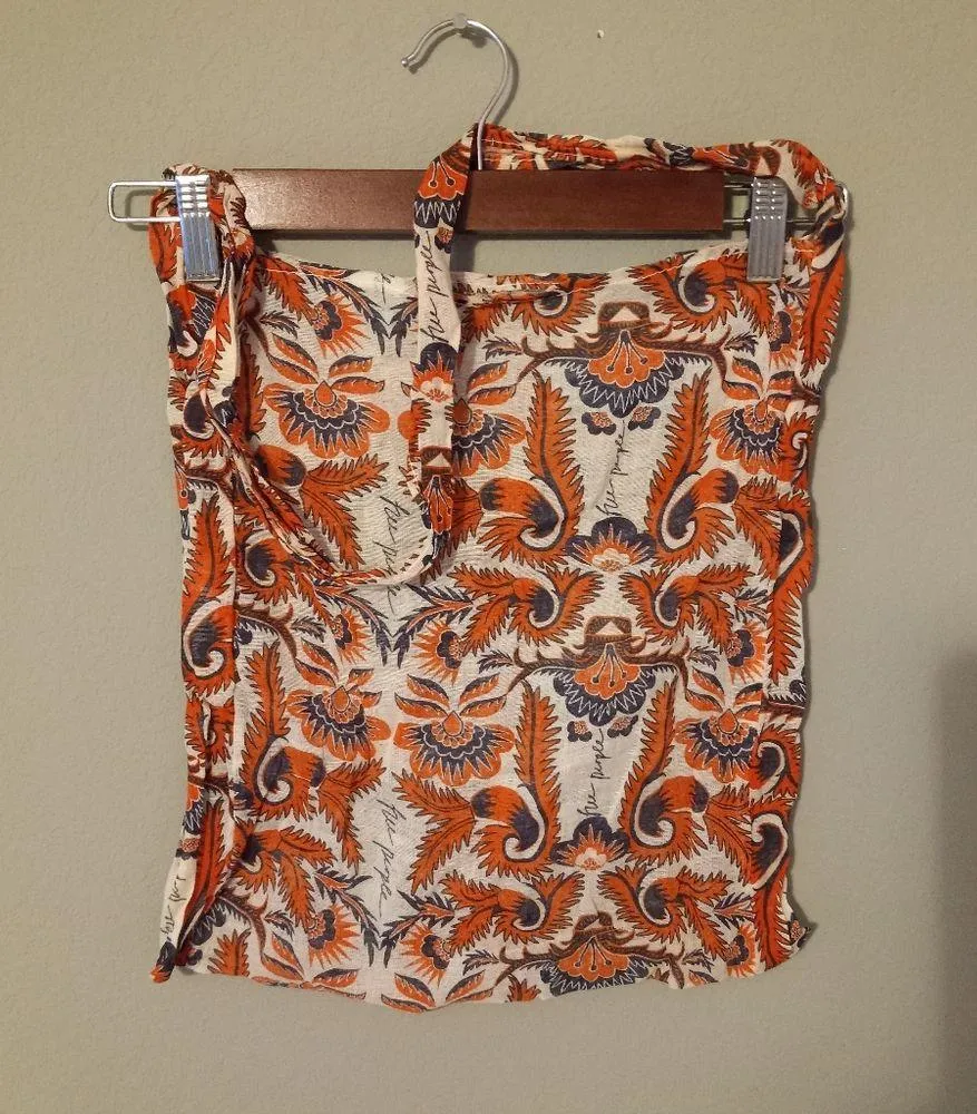 Free People M 15x15 Cotton Muslin Fall Floral Logo Boho Shoulder Bag - Image 8