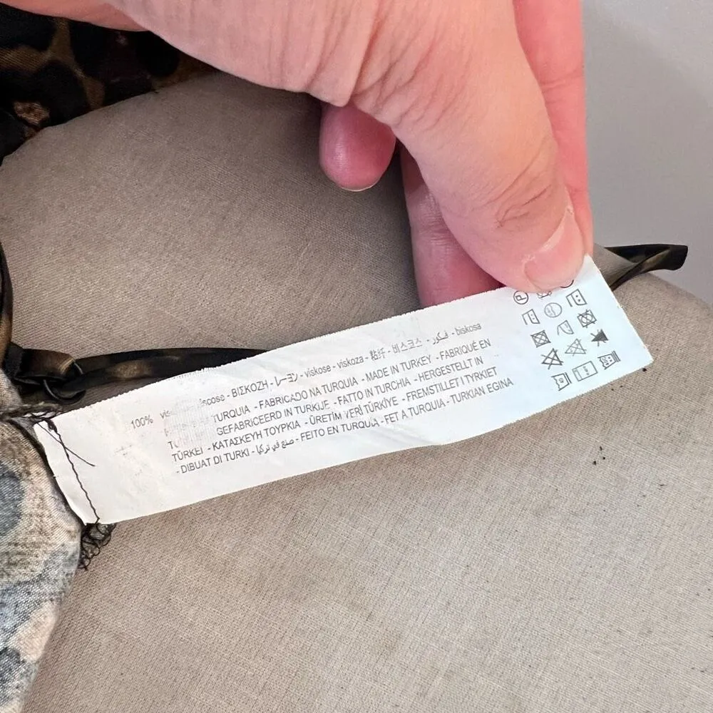 Zara green and black leopard print satin midi slip dress size XS - Image 10