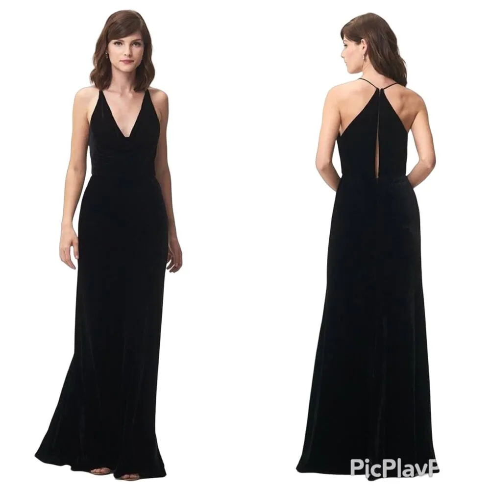 Jenny Yoo Collection NWT Black Velvet Sullivan Dress Maxi Bridesmaid Gown 4 - Image 15