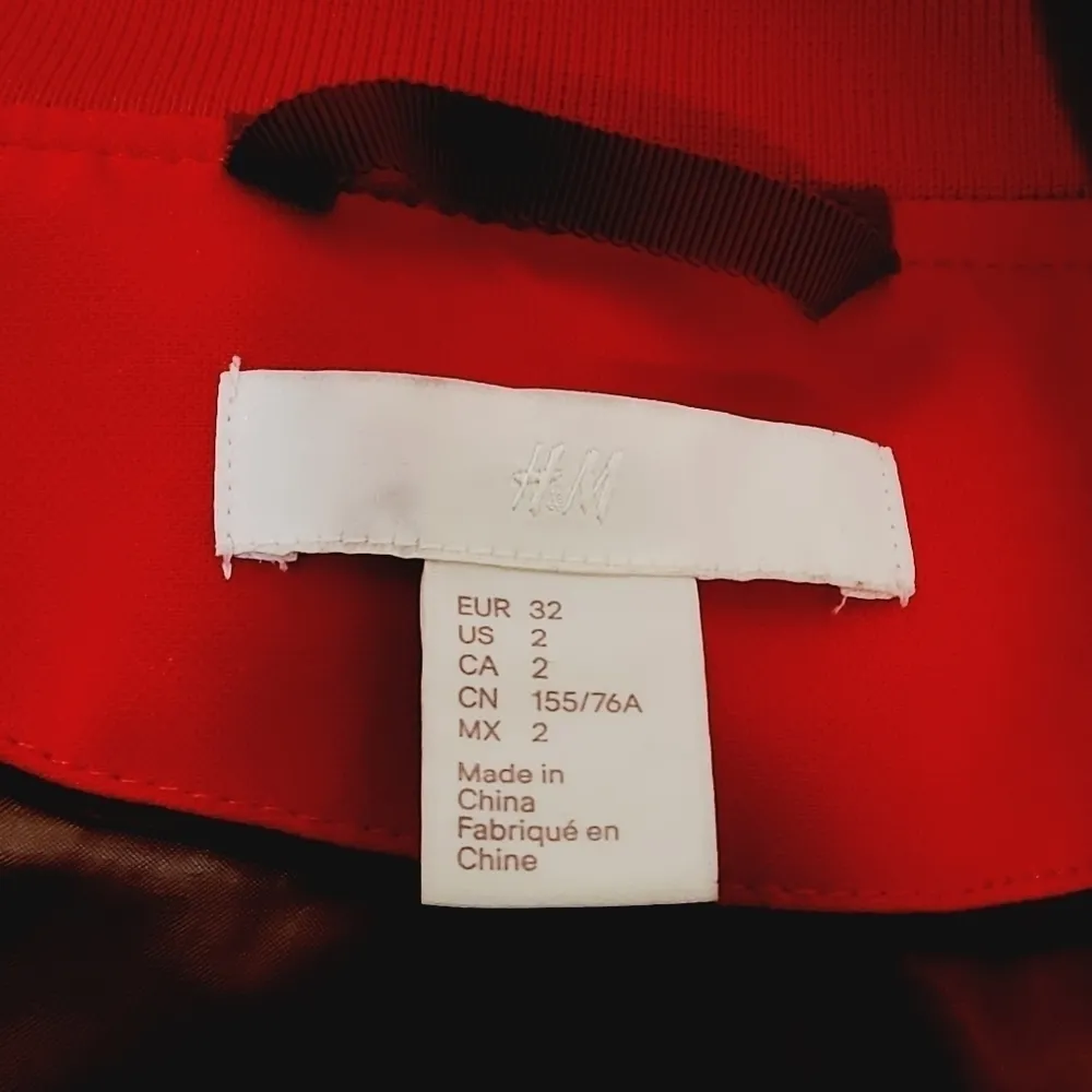 𝅺h&m Overcoat Full Zip Pockets Stretch Long Sleeve Red/Orange Jacket Women 2 - Image 13