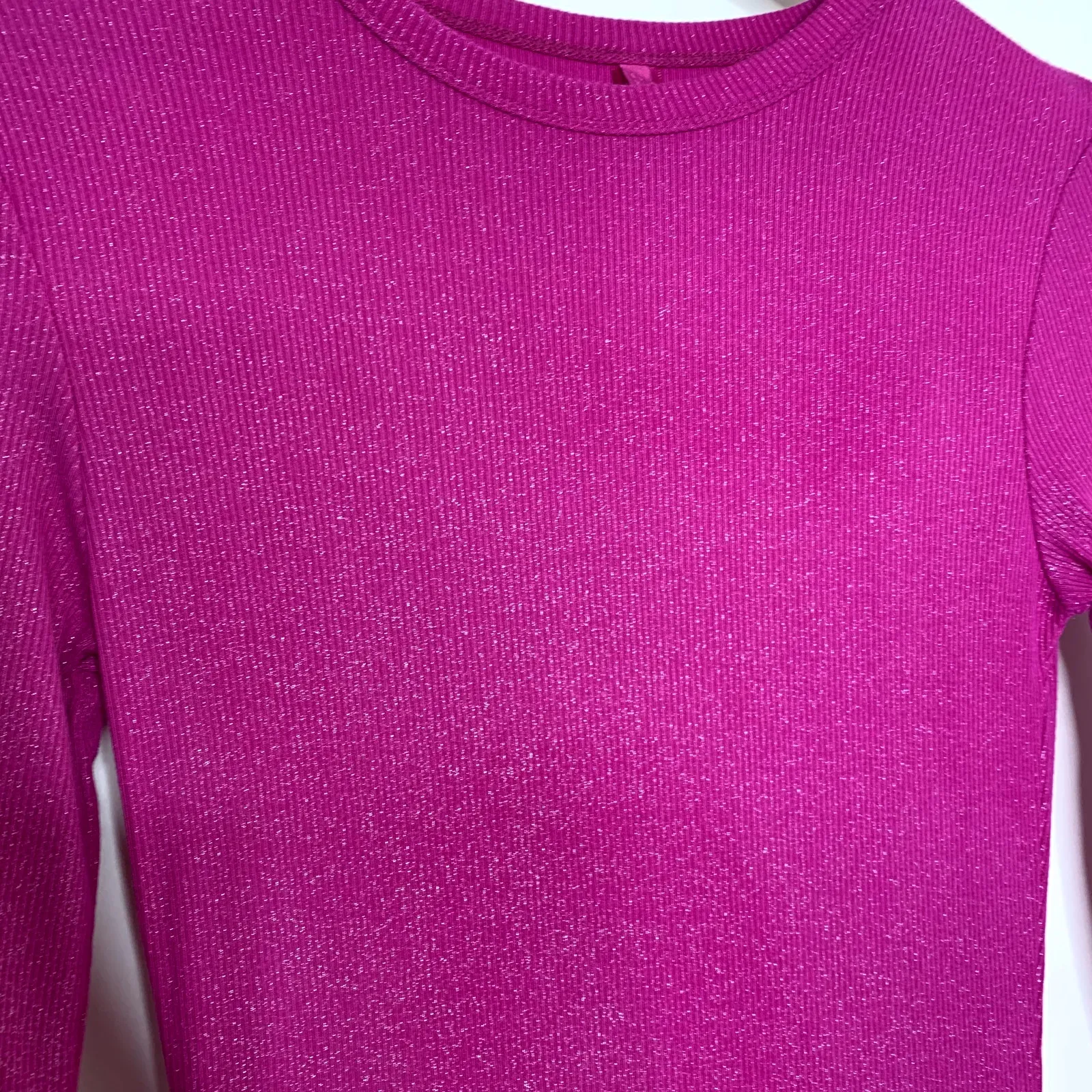 Skims Long Sleeve Dress Luxe Limited Edition Fuchsia Shimmer Foil Womens Medium - Image 9