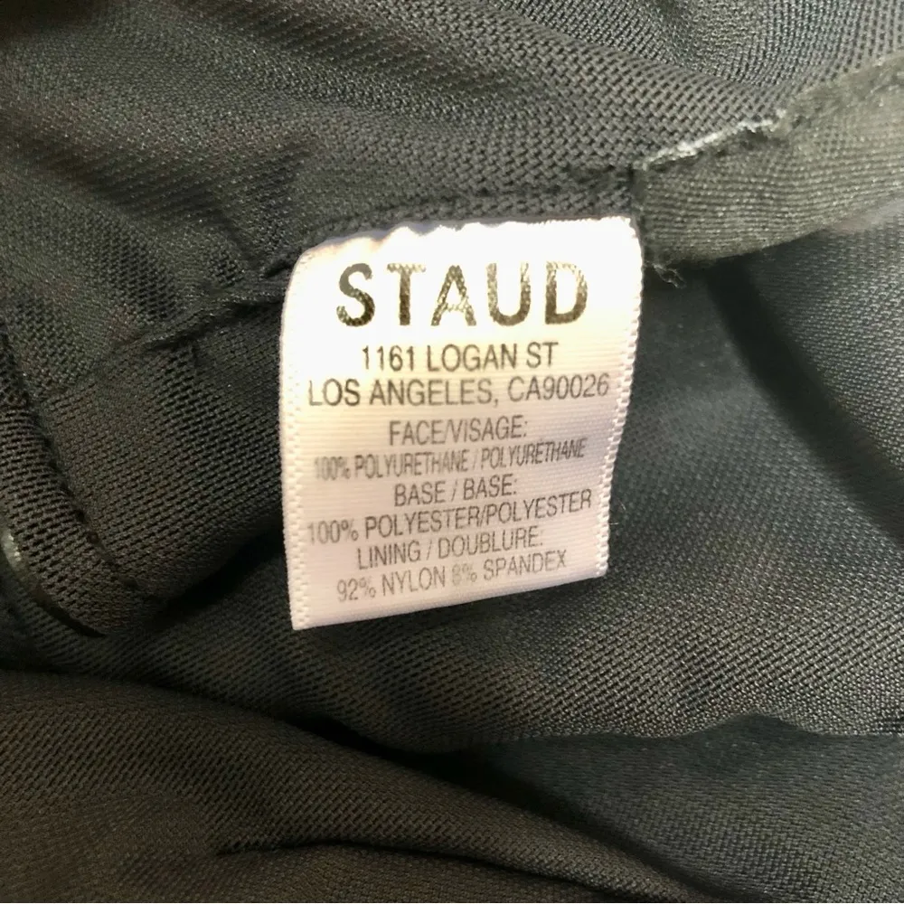 Staud Kai Faux Leather Halter Crop Top Black Keyhole Twist Sleeveless Vegan sz12 - Image 13