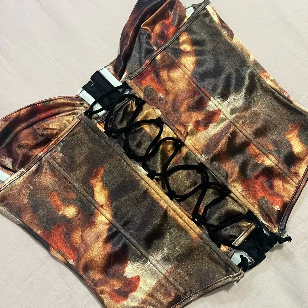 Dolls Kill Gold and Brown Renaissance inspired corset top - Image 4