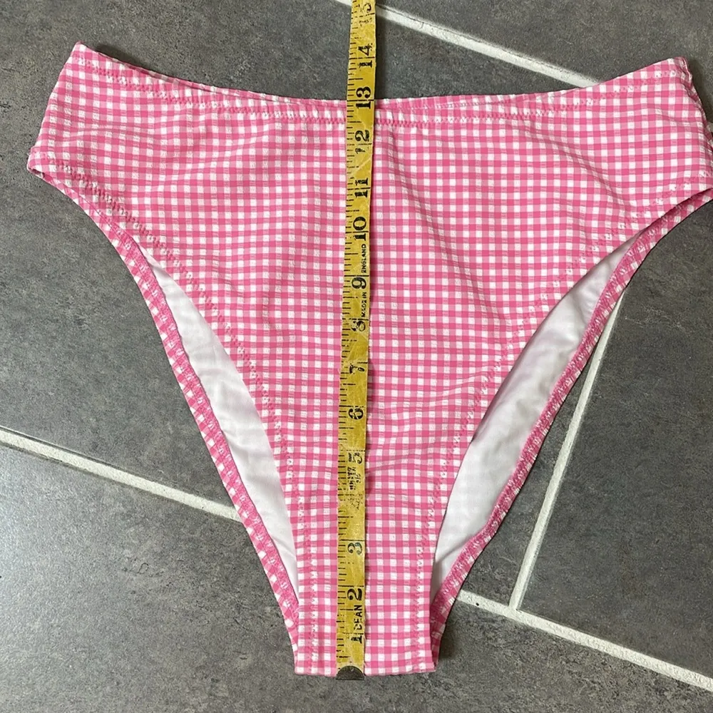 Victoria’s Secret Pink Gingham High Waisted Cheeky Bikini Bottom size Large - Image 4