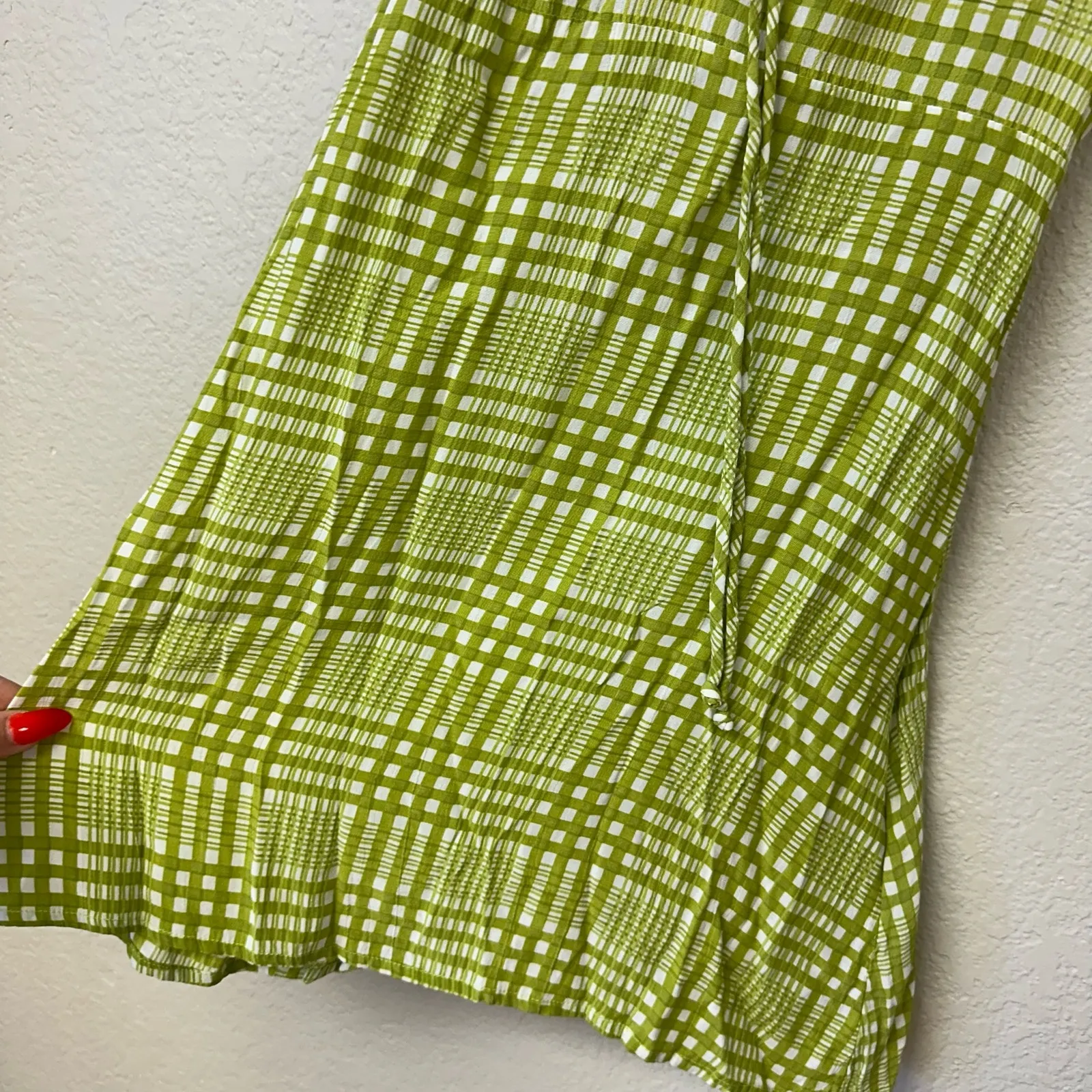Faithfull The Brand Imogen Plaid Mini Dress Green Size 2 - Image 3