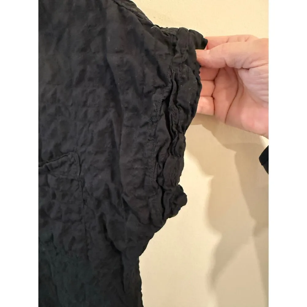 Cloth & Stone by Anthropologie Short Sleeve Crinkle Tie Front Top Black Small - Image 5