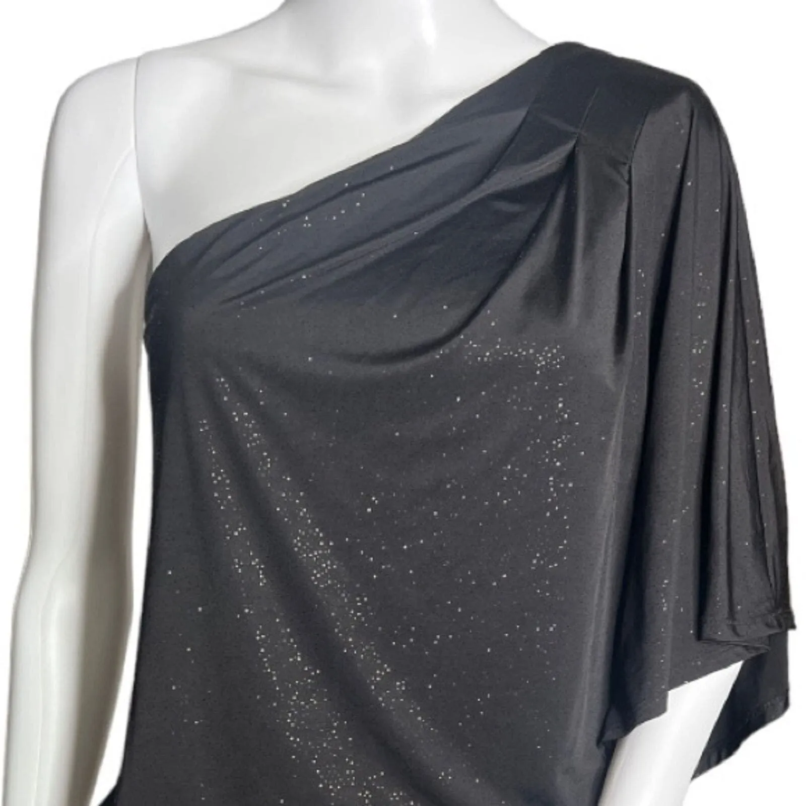 Jessica Howard Dress Womens 8 Black Silver‎ Glitter One Shoulder Mini Cocktails - Image 4