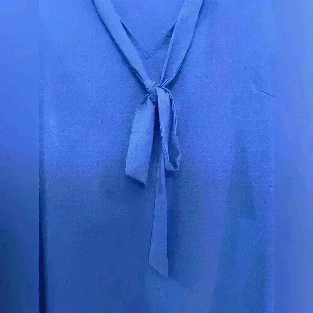 Generic Women's Summer Casual Solid Sleeveless Ruffle Elegant Blue Blouse Sz 2X‎ - Image 4