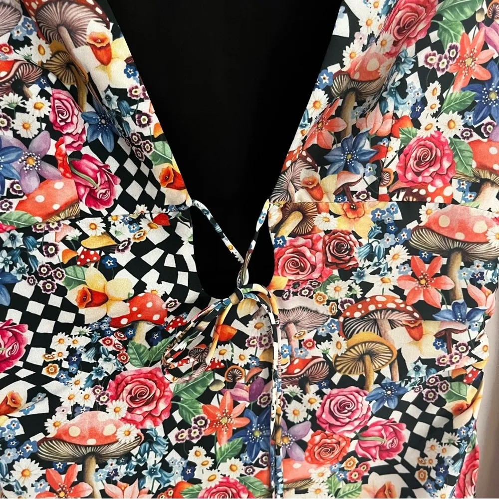 FOR LOVE & LEMONS june cape sleeve mini dress  psychedelic hippie funky XXS - Image 6